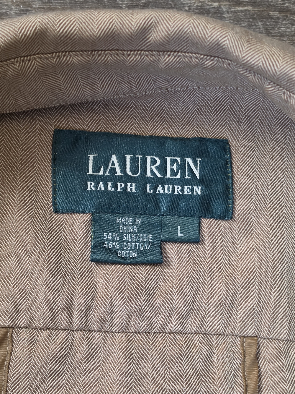 Vintg Lauren Ralph Lauren Military Flight Utiliy Jacket Womens L Tan Silk-Cotton - Picture 7 of 13